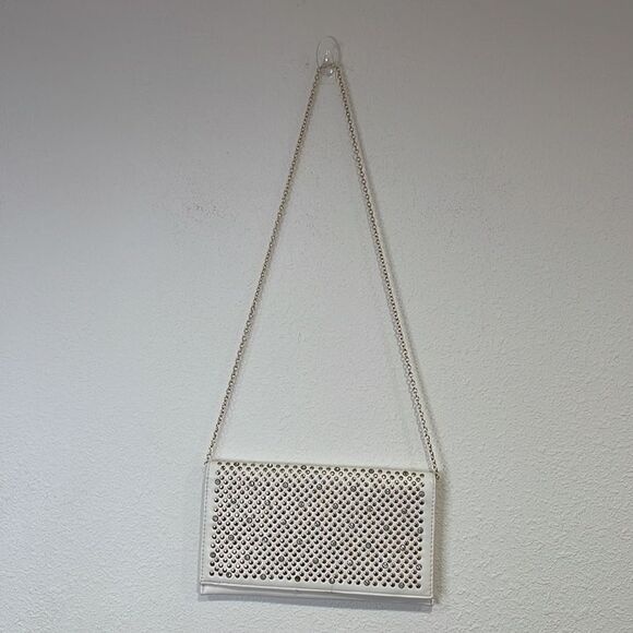 White diamond studded clutch shoulder bag - Picture 3 of 7